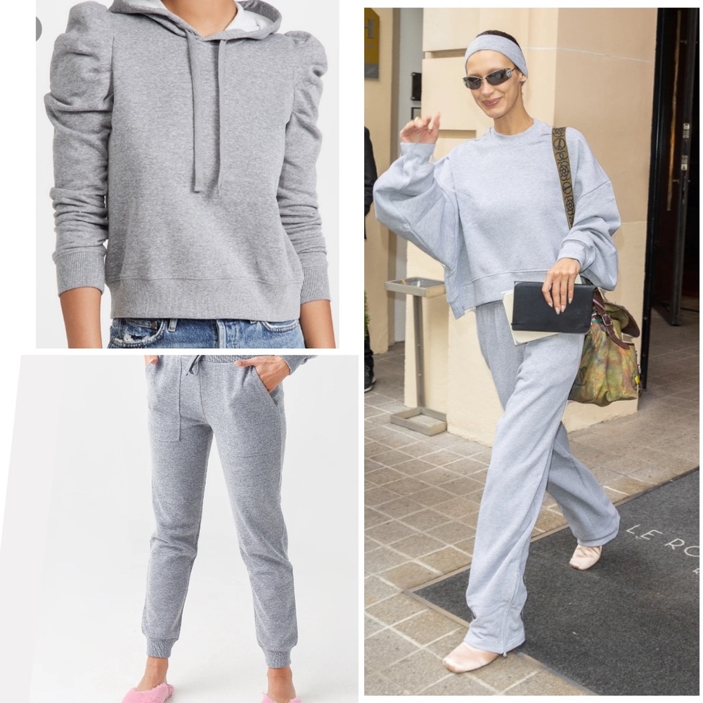 🌚🌚 lot of 2 Rebecca Minkoff  grey puff sleeve hoodie and sweatpants set small